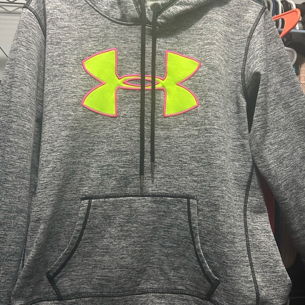 Under Armour Heather Gray Hoodie with Bright Logo